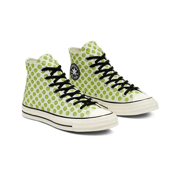 Rare Happy camper Converse smiley face egret lemongrass / size 6 - Picture 9 of 10